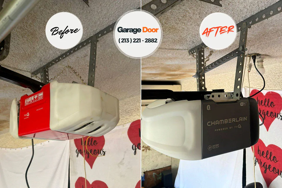Before and after: garage door repair Kaplan, LA